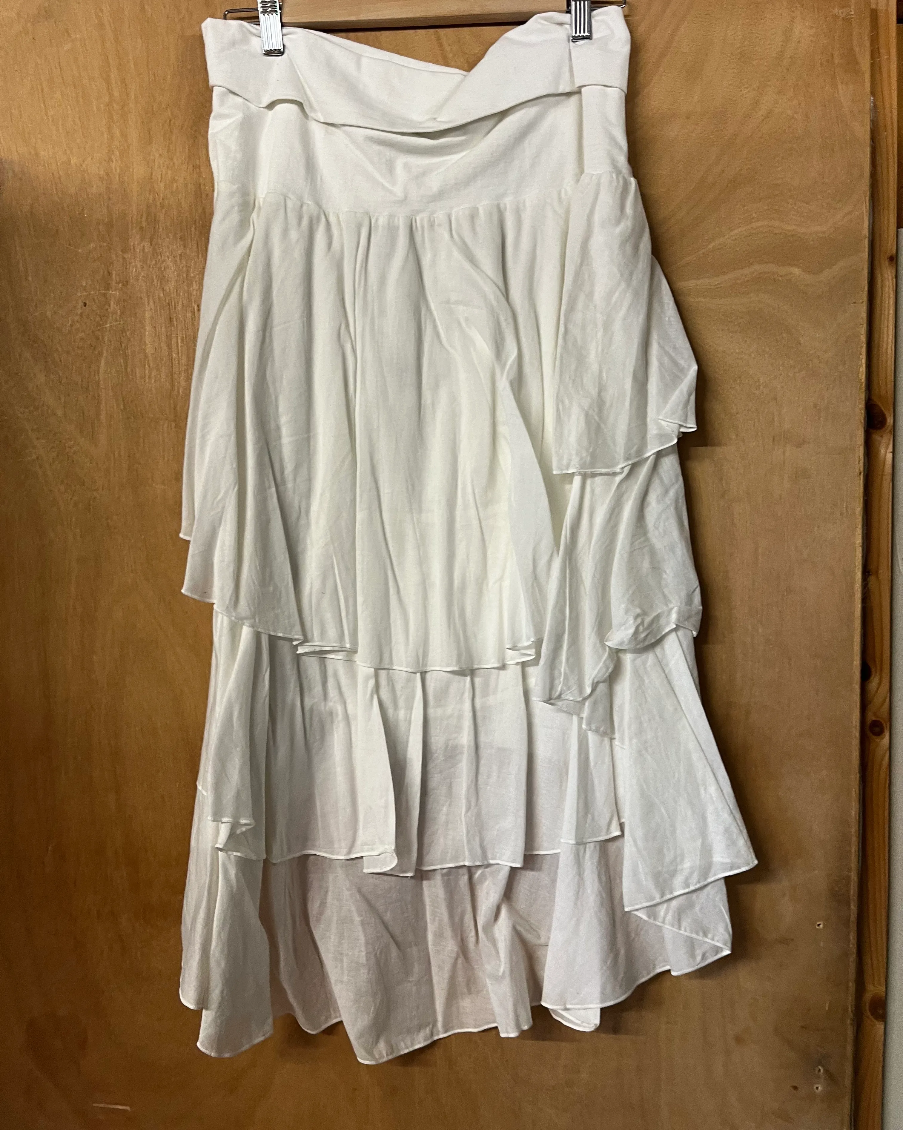 Skirt- White cotton frill long skirt