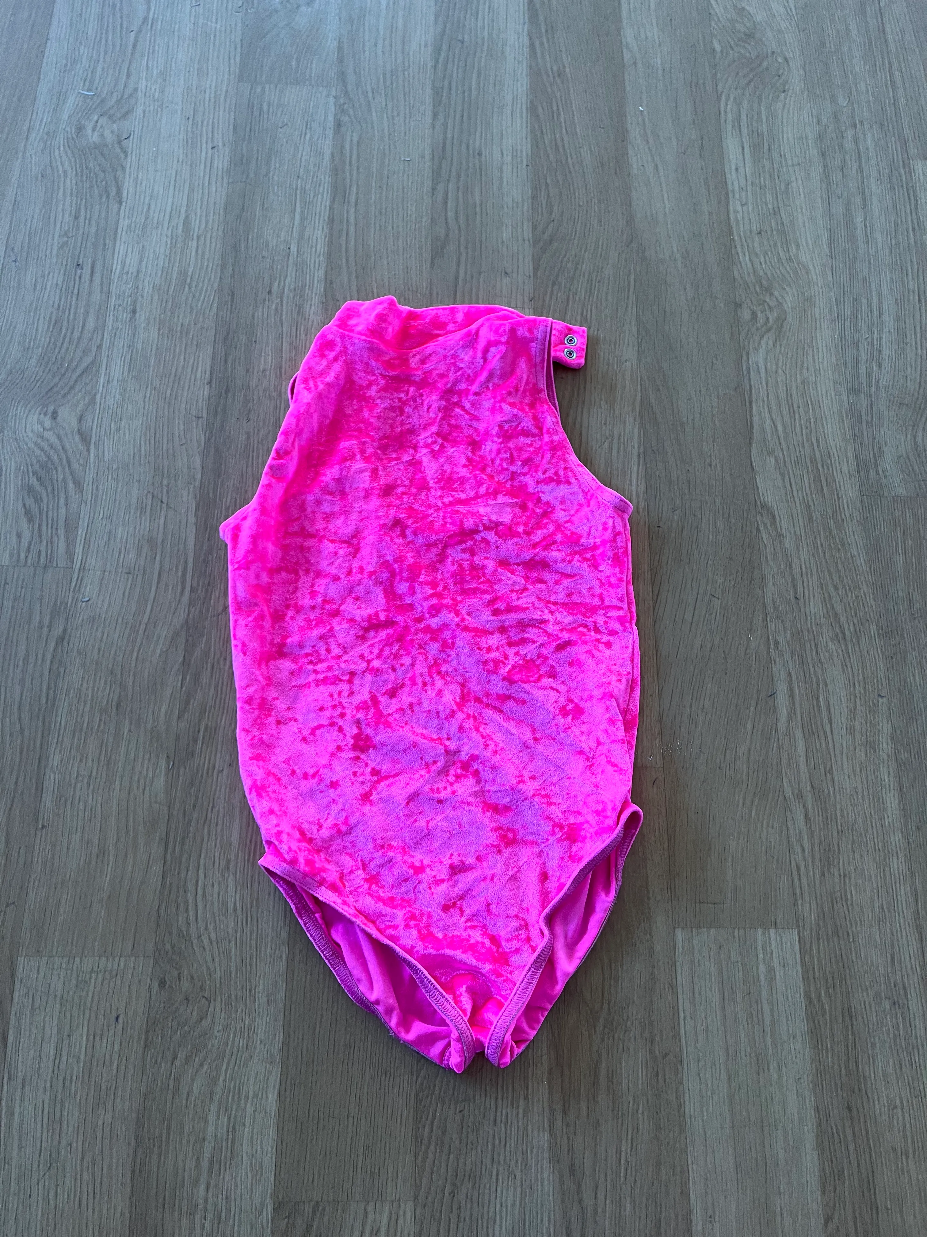 Leotard- High neck vevet pink