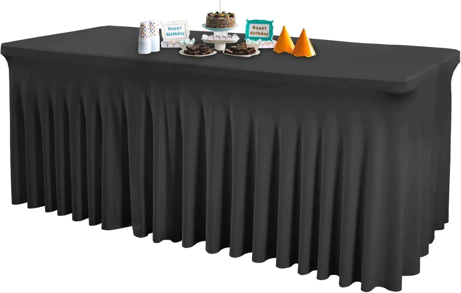 8FT Black Spandex Table Skirt