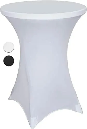 White Fitted Spandex Cocktail Table Covers