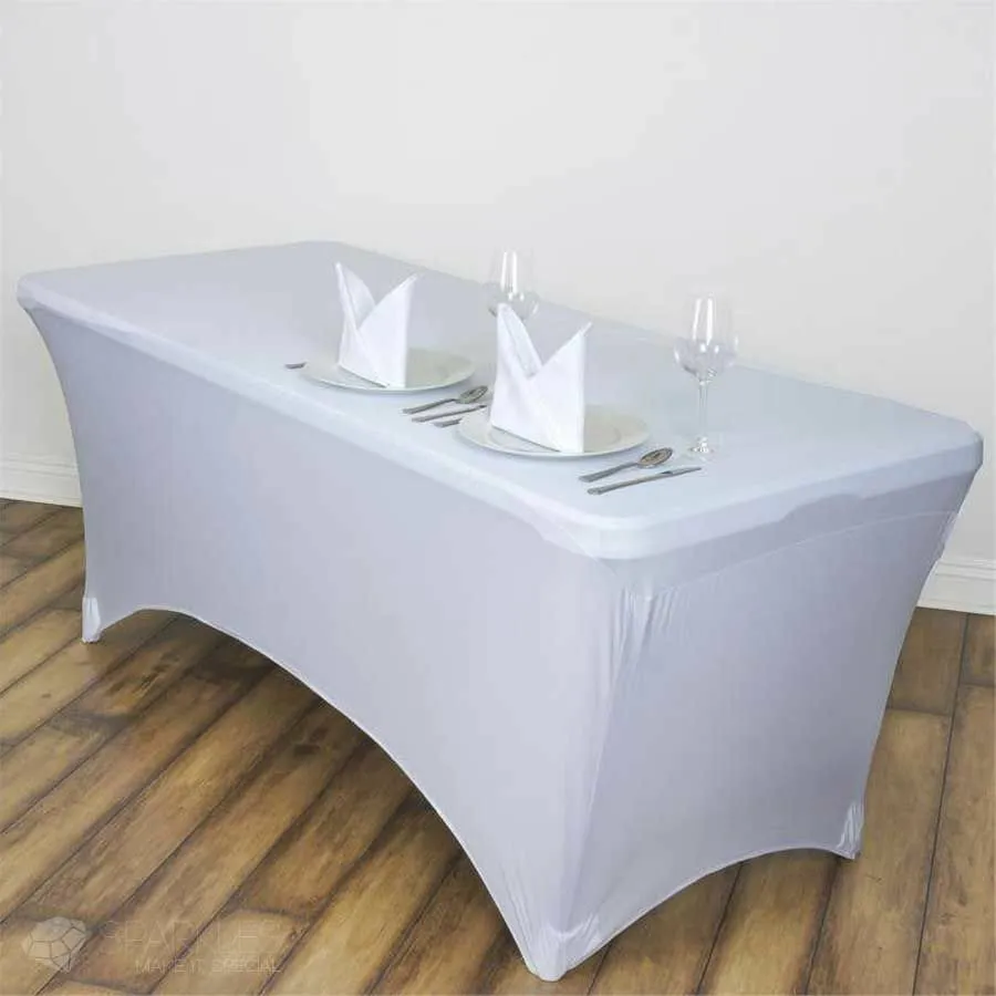 8ft Fitted White Tablecloth