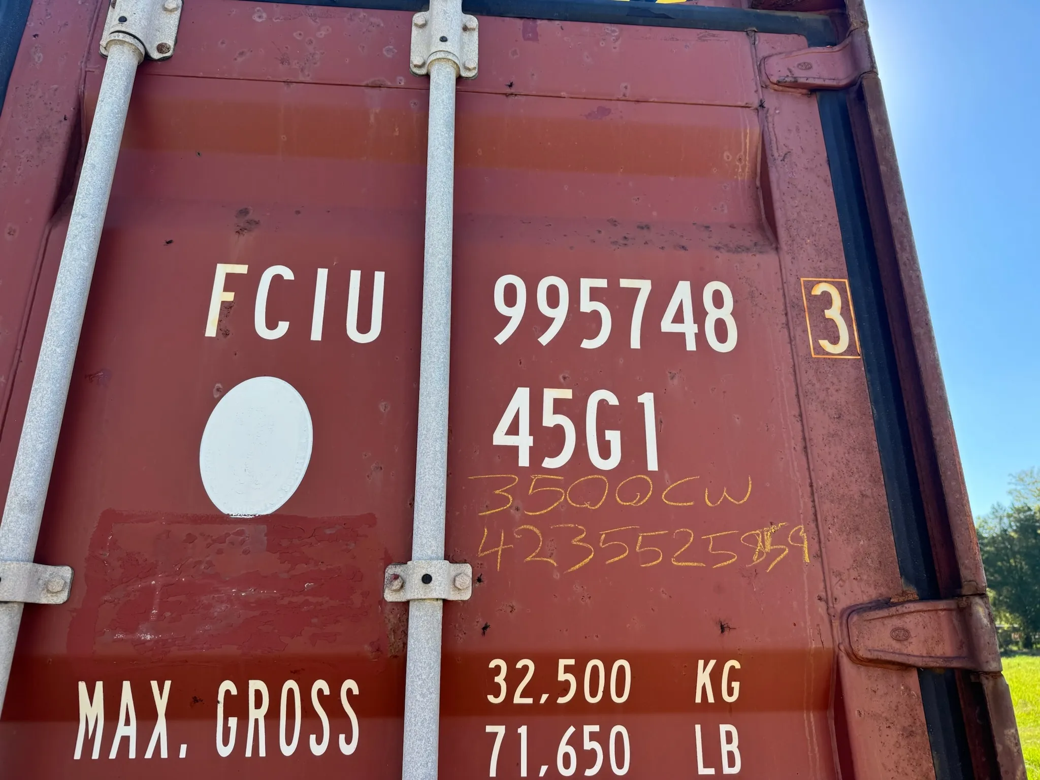 SOLD 40ft Hc Cargo Worthy Used FCIU9957483