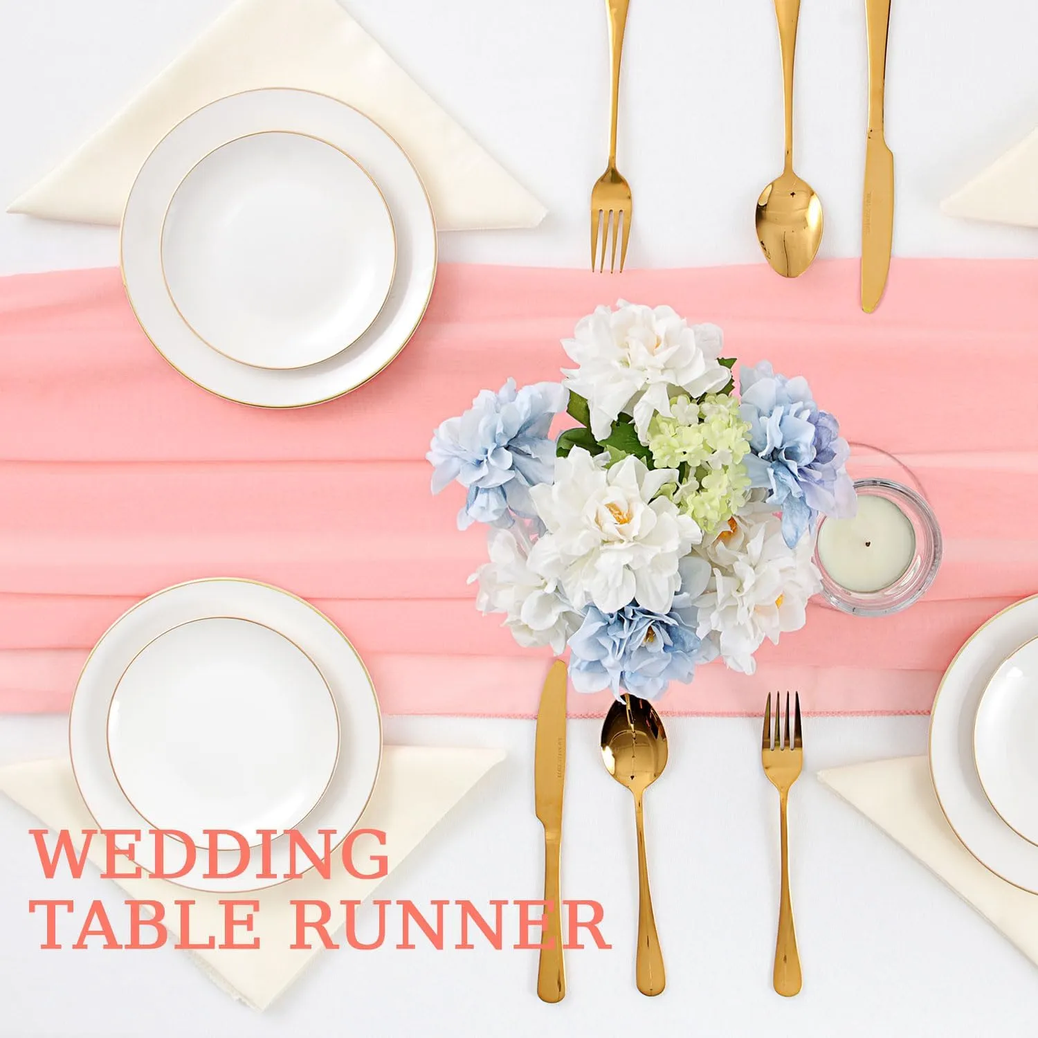 Coral Chiffon Table Runner