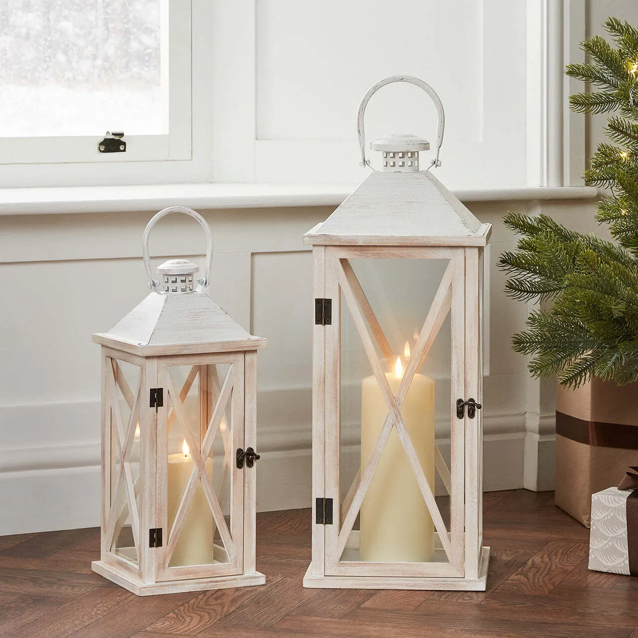 White Wooden Lantern
