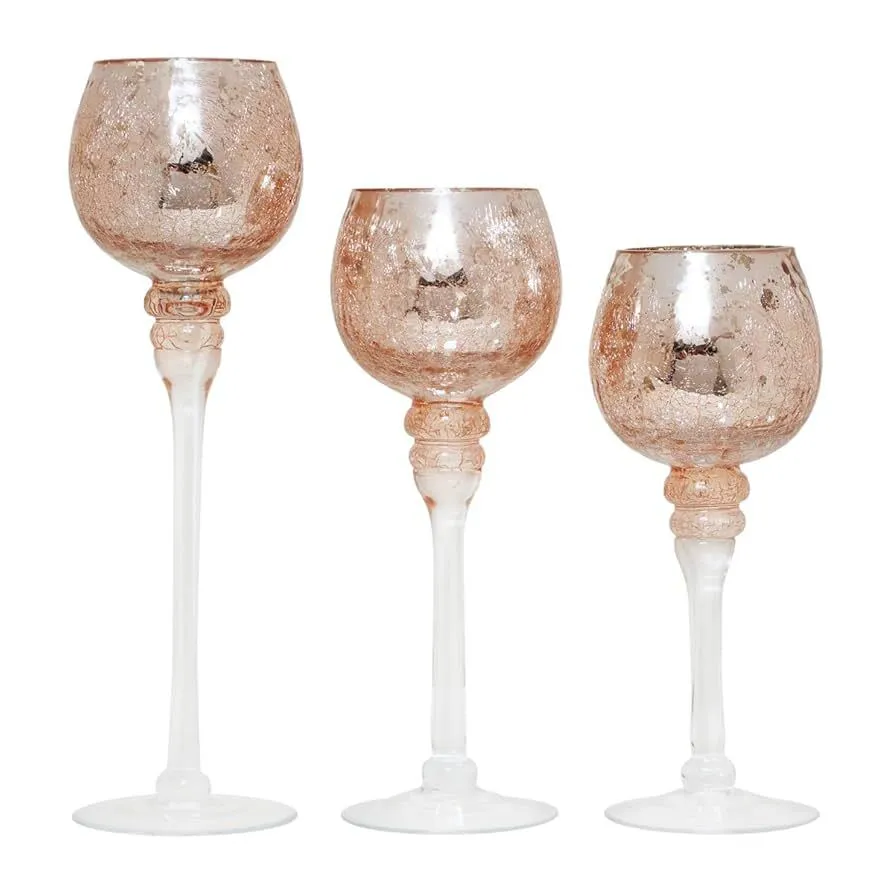 Rosegold Crackle Candle Holders