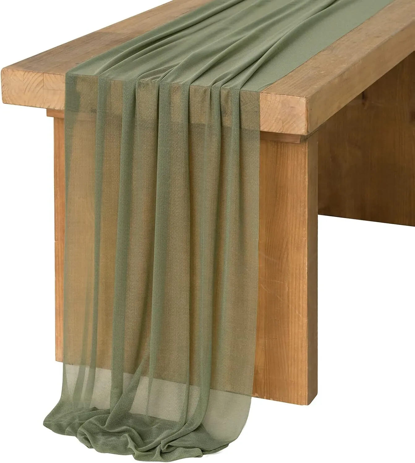Dusty Sage Green Chiffon Runner