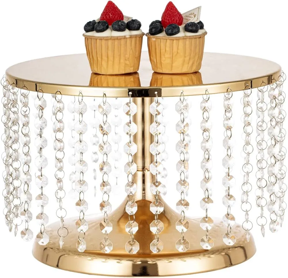 Gold with hanging glass cake stand
