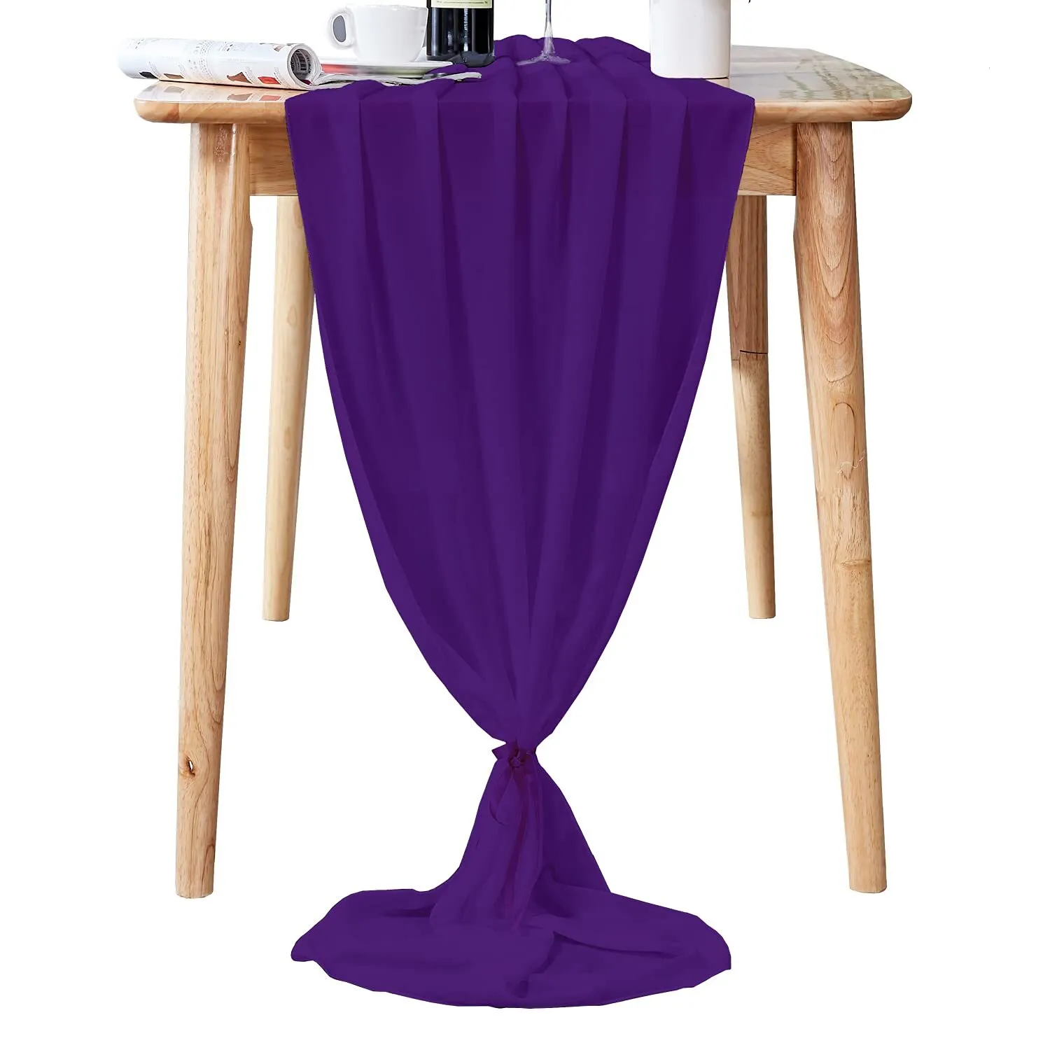 Dark Purple Chiffon Table Runner