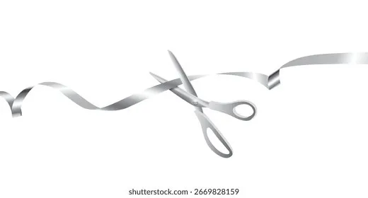 Silver Ribbon Cutting Scissors
