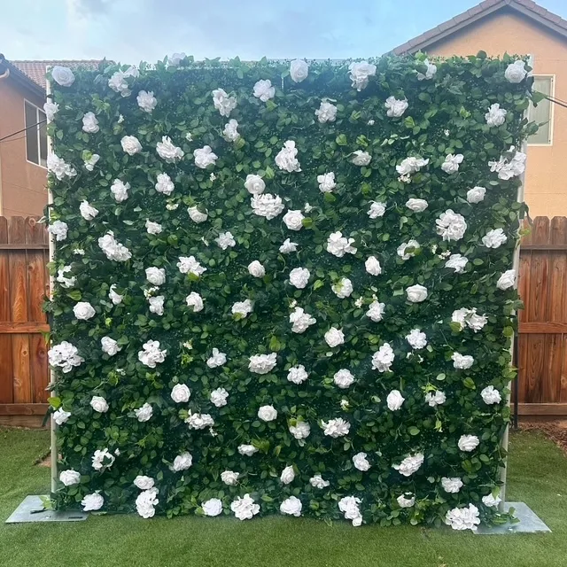 Grass Wall with White Flowers 8x10