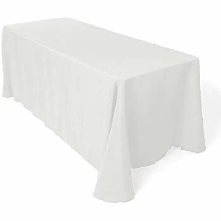 90x132in White Rectangular Table Linens floor length (6ft table)