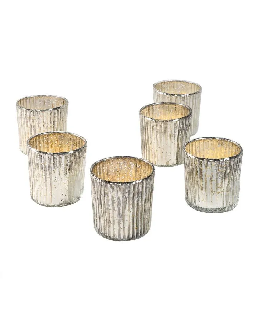 Tall Ribbed Silver Votives