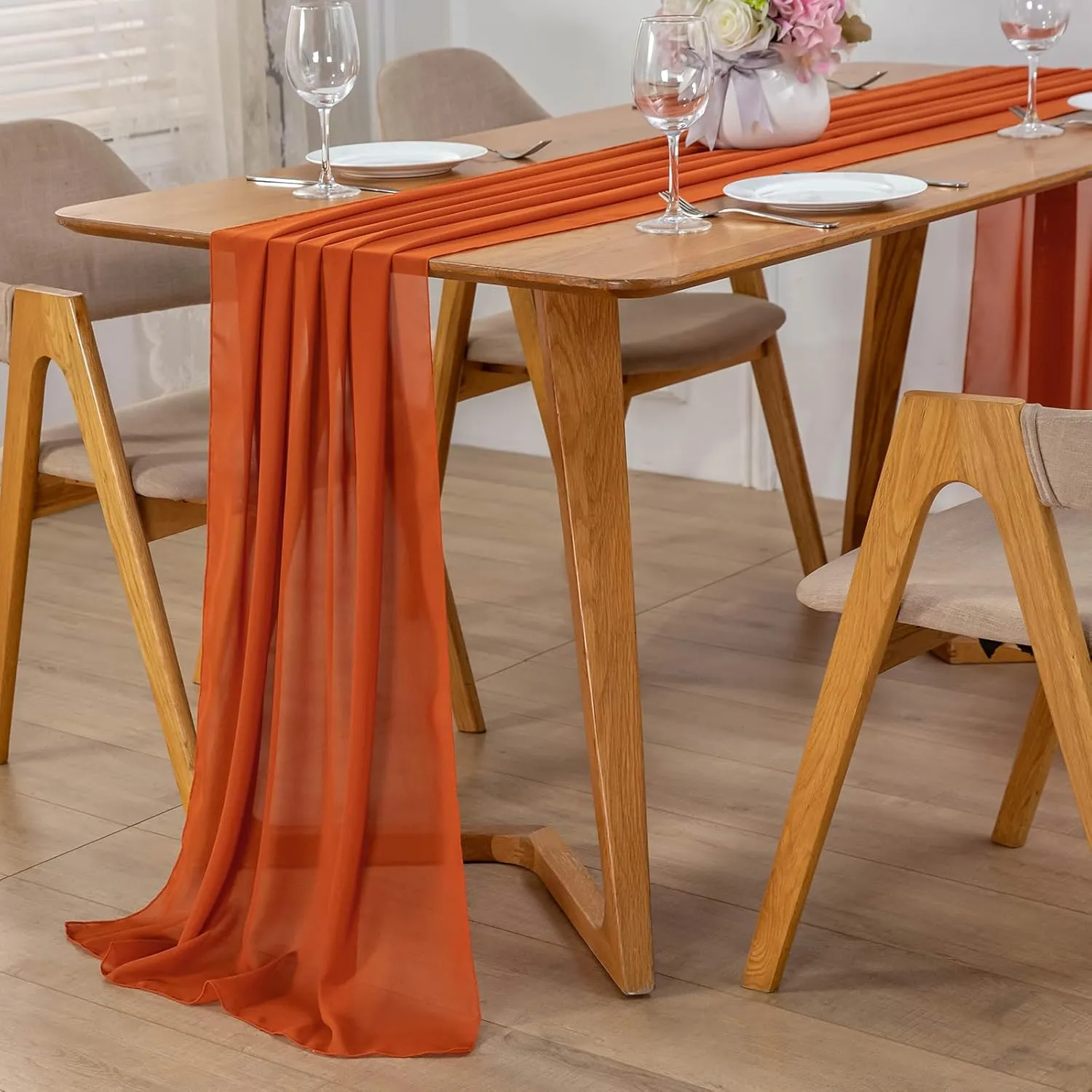 Terracotta Chiffon runners
