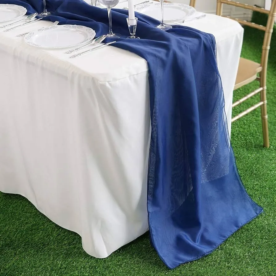Navy Blue Chiffon Runner