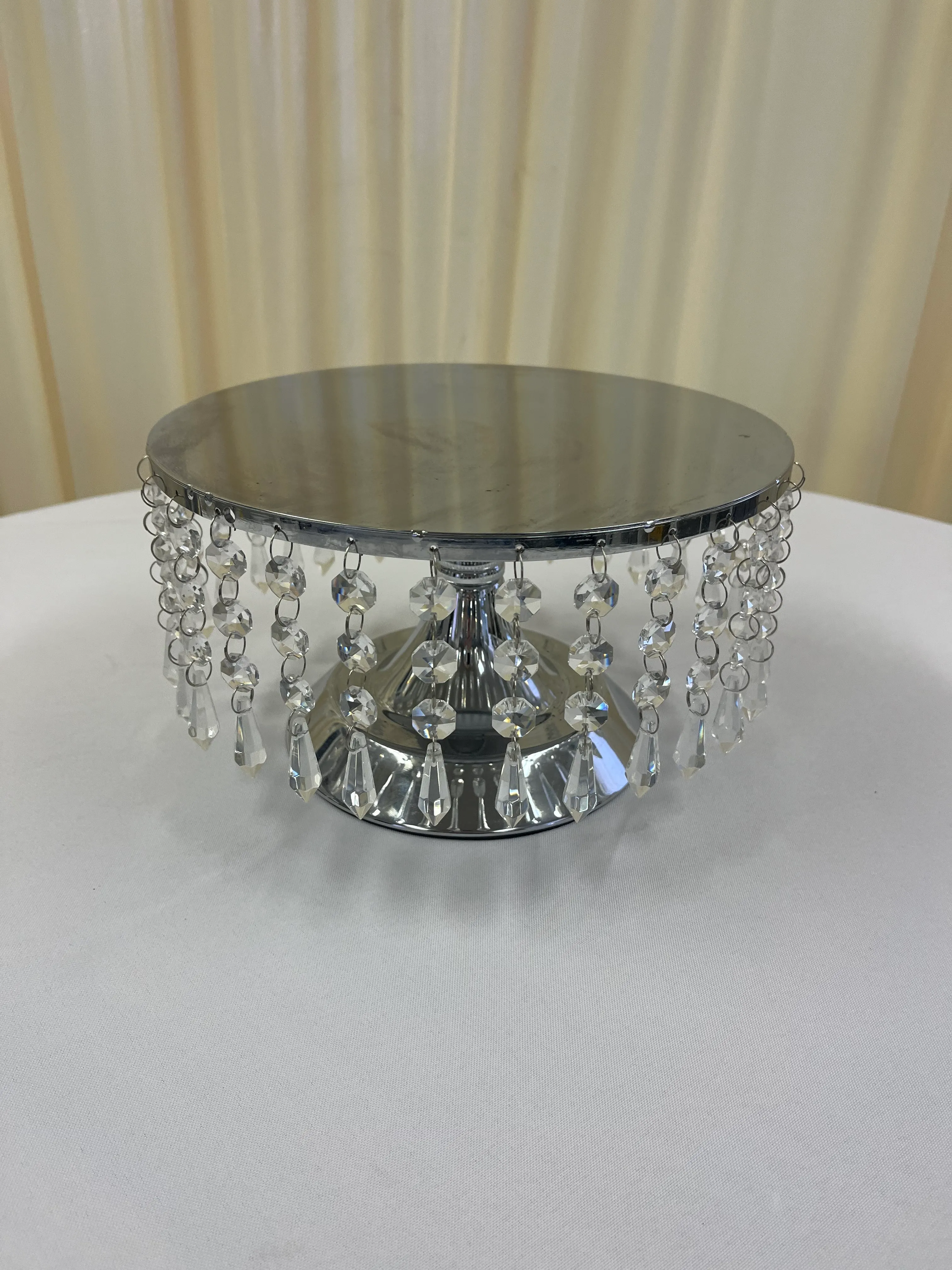 Silver with Hanging Crystals Dessert Stand
