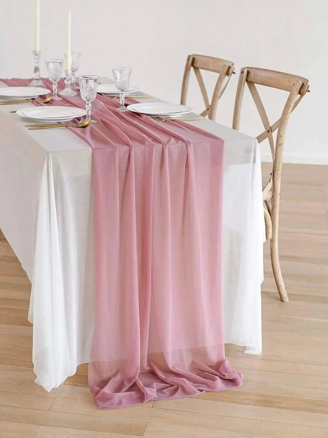 Dusty Rose Chiffon Runner