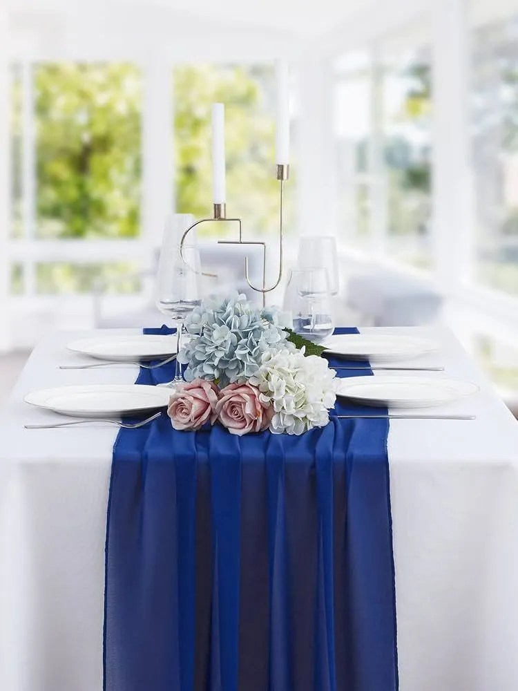 Royal Blue Chiffon Runner