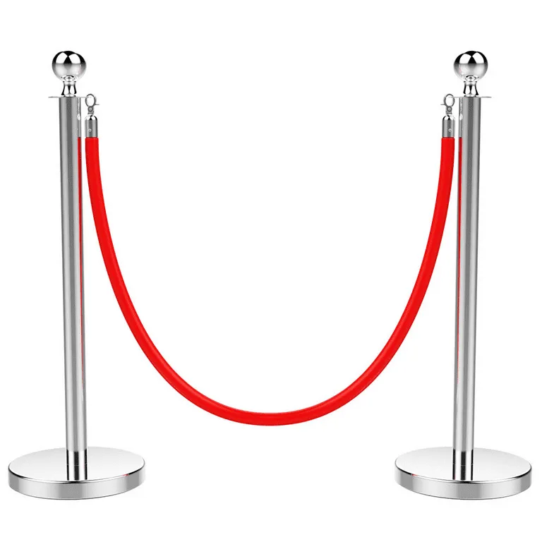 Silver Stanchion with Red Ropes