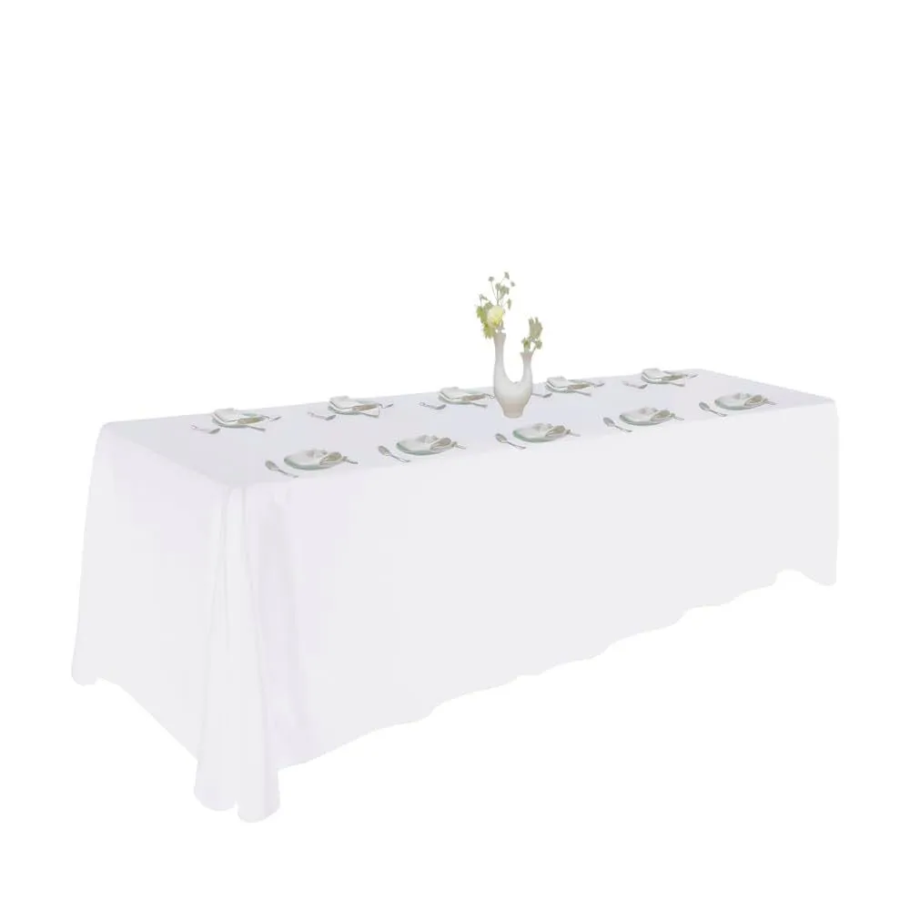 90x156in White Rectangular Table Linens floor length (8ft table)