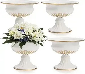 White with Gold Accents Centerpiece Holder