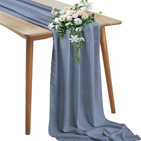 Dusty Blue Chiffon Table Runner