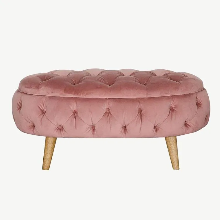 Blush Pink Oval Footstool