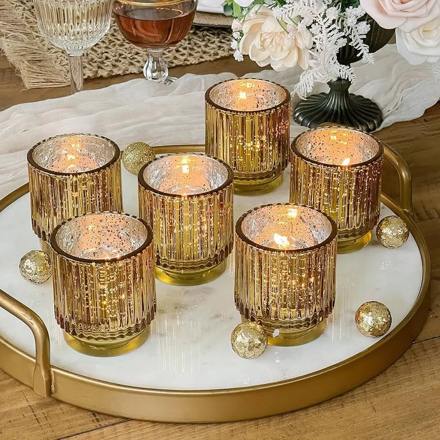 Blush Votive with Gold Base