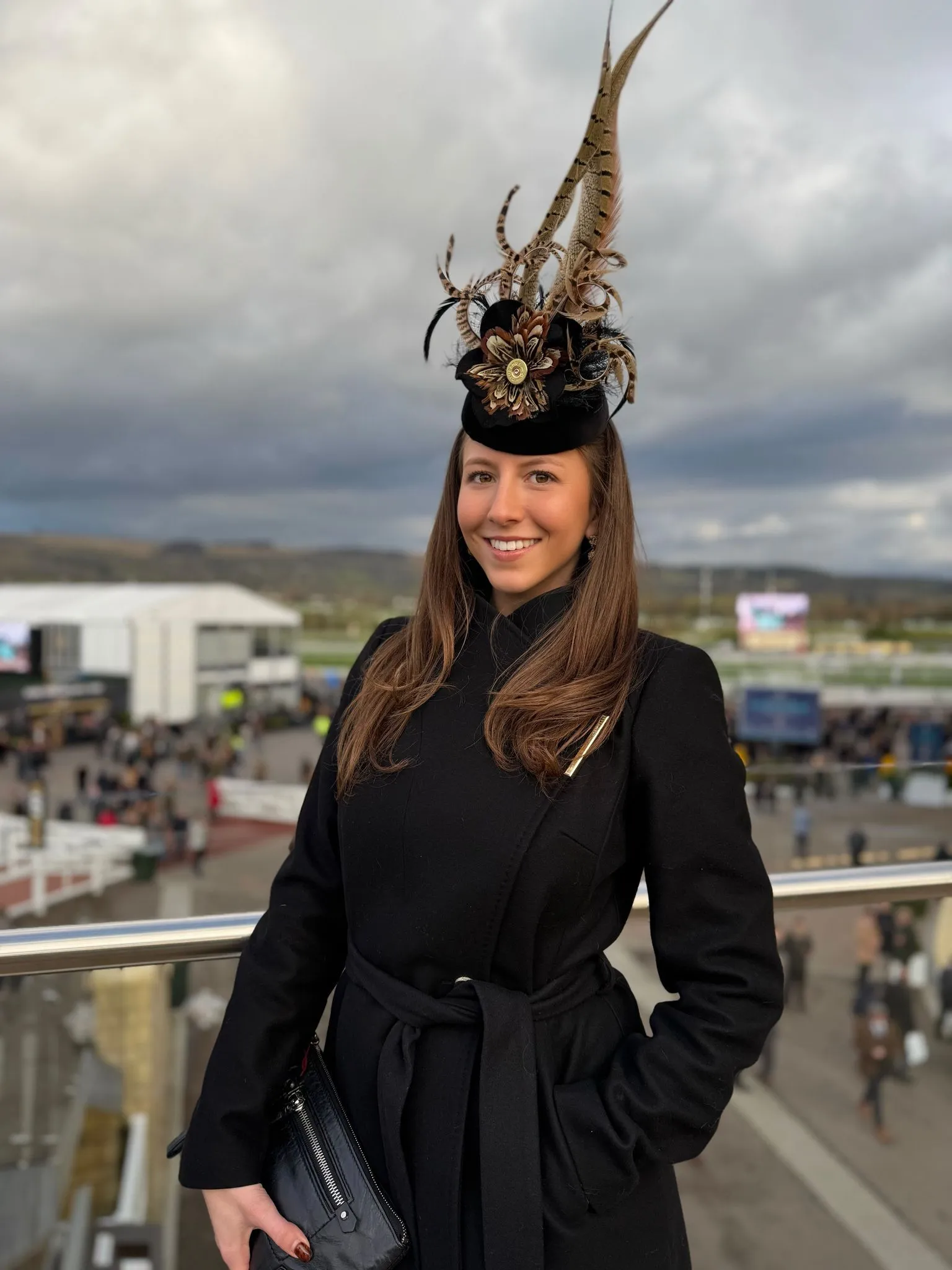 Handmade Black felt fascinator with feathers