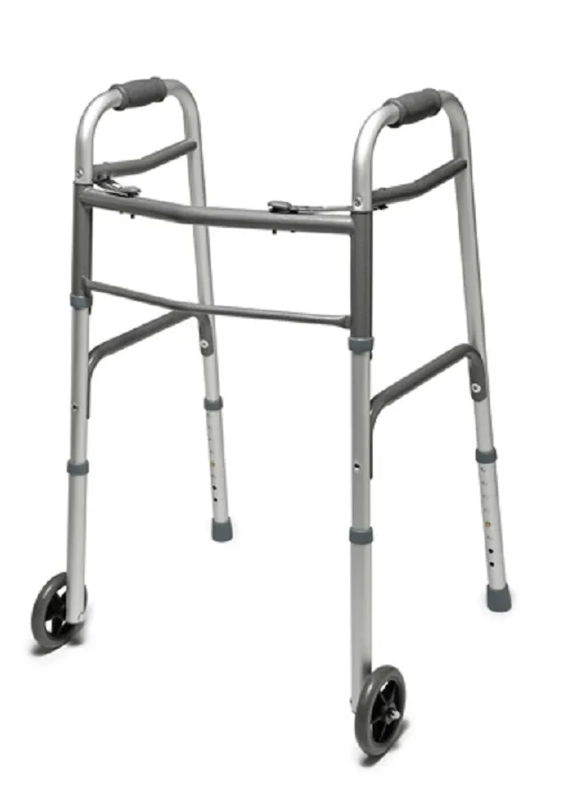 Lightweight Two Button Folding Walker with 5" Wheels