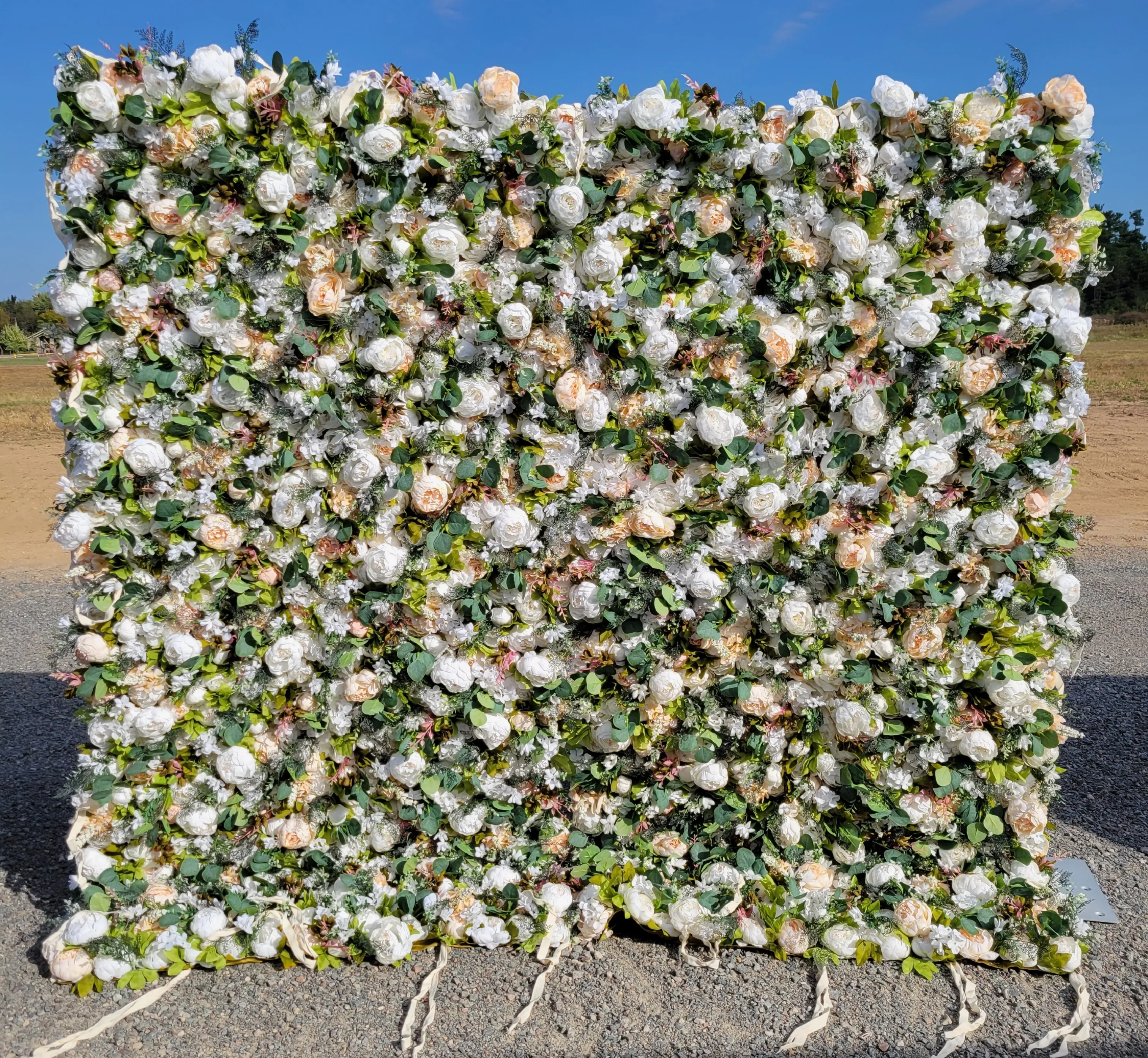 White and Peach Flower Wall