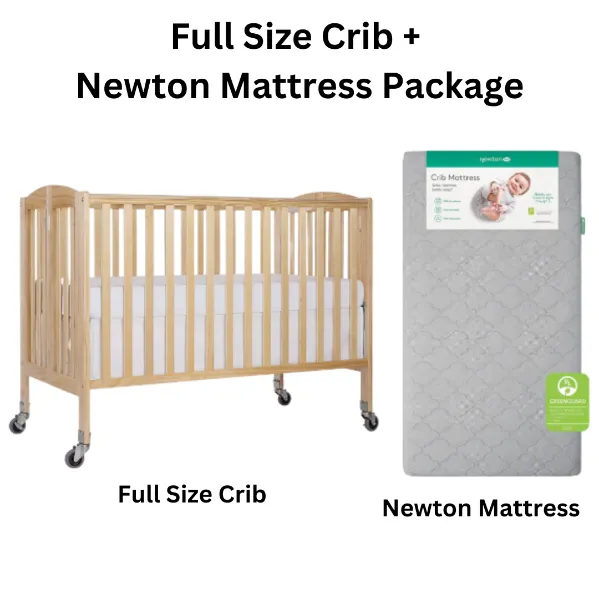 Full Size Crib, includes mattress and sheet.