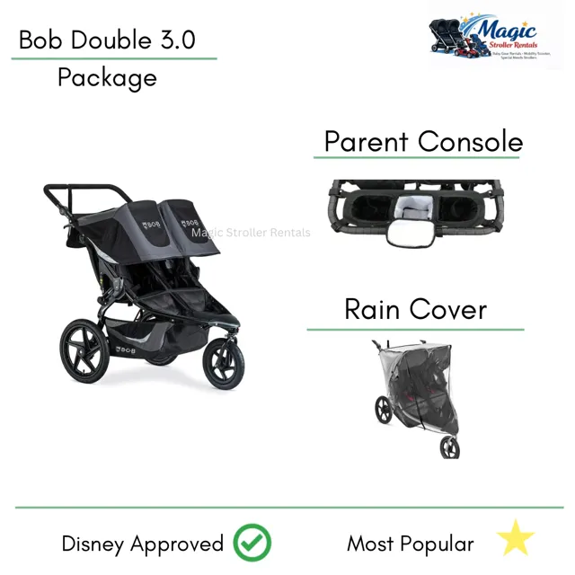 BOB Revolution Flex 3.0 Double Stroller Rain Cover Package — Disneyland Approved