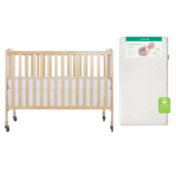 Full Size Crib with Newton Mattress, protector and sheet included. Crib Rentals Orange County
