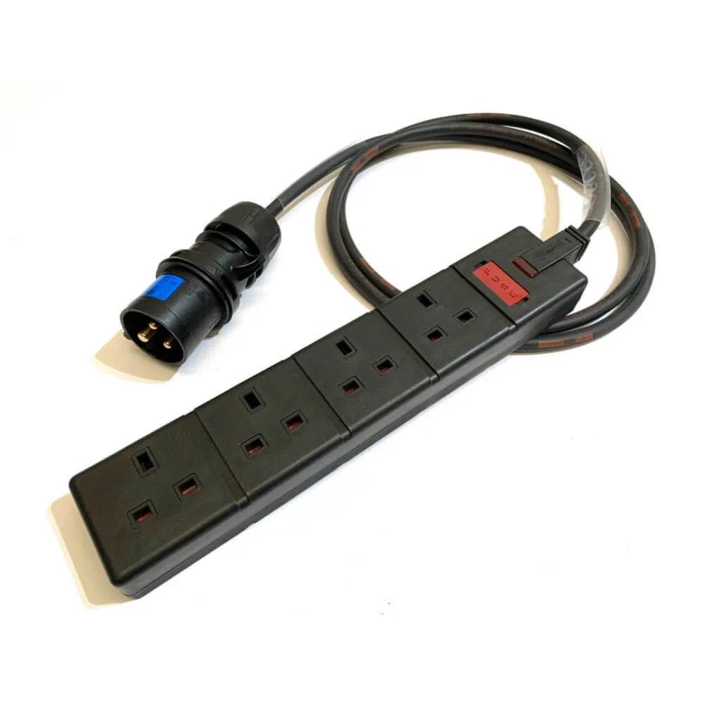 16A Plug to 13A Socket 4-Gang Outlet