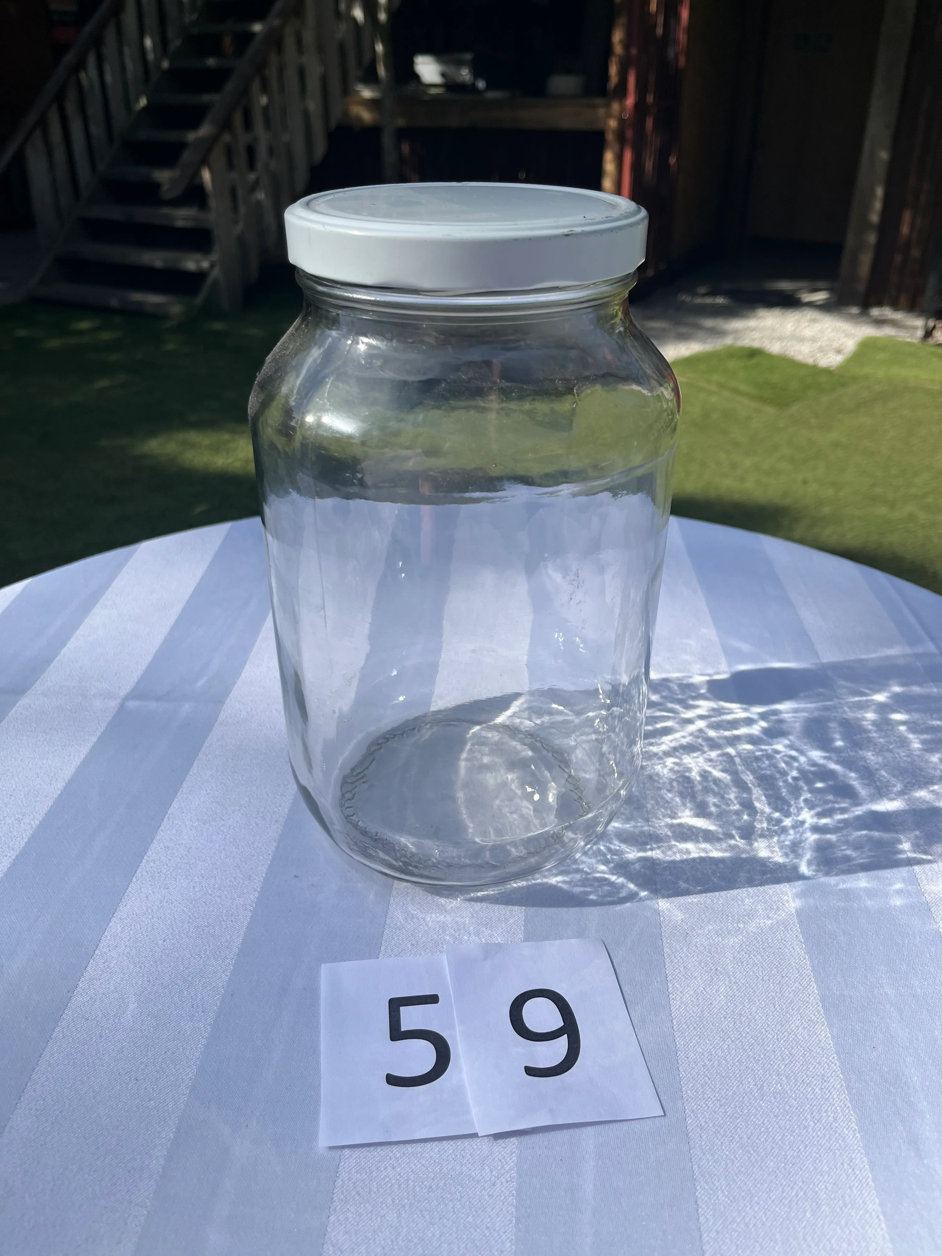 Vase / Sweetie Jar - Clear Medium with Screw White Lid