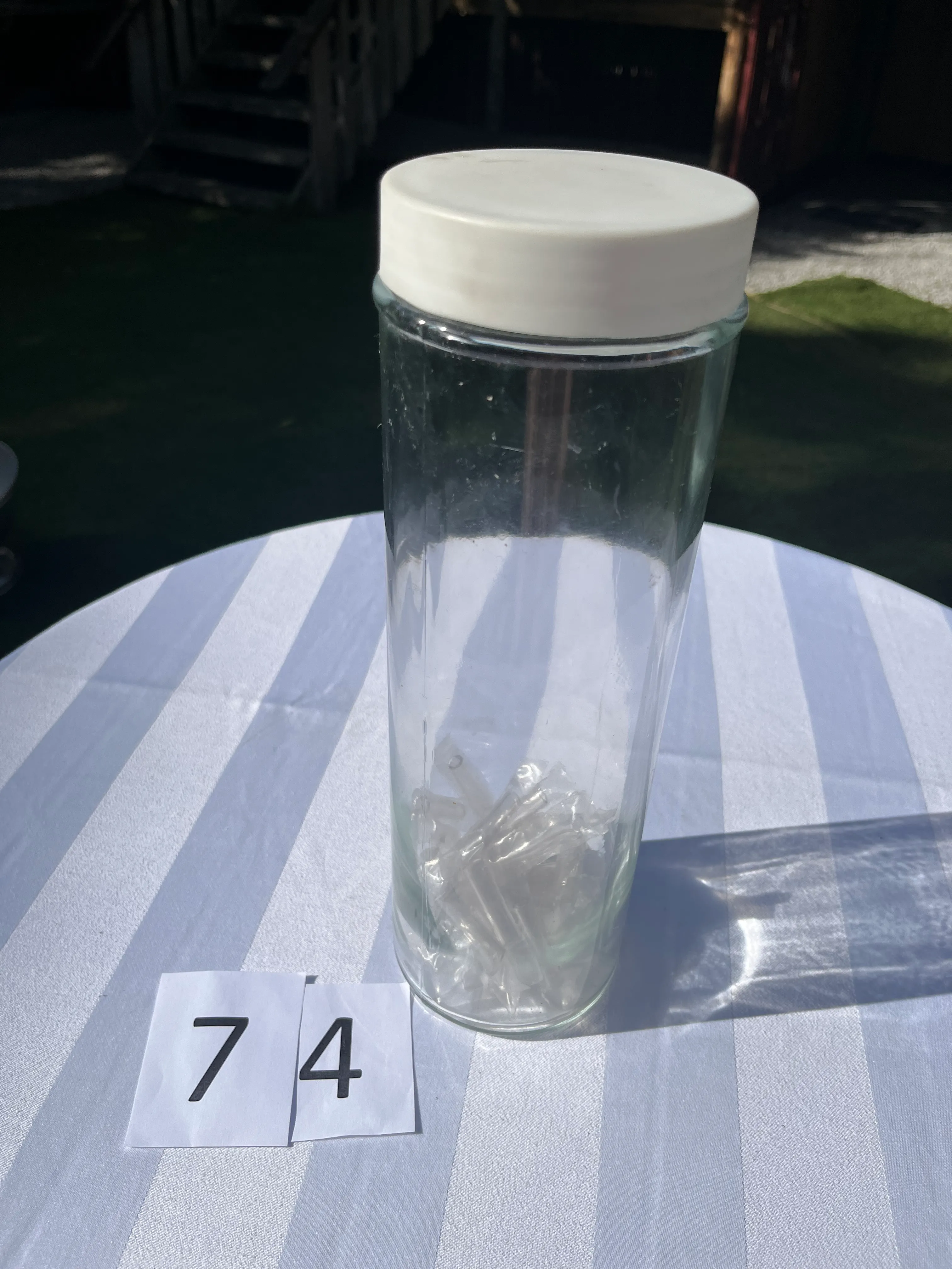 Vase / Jar - Tall Round with White Lid - Clear