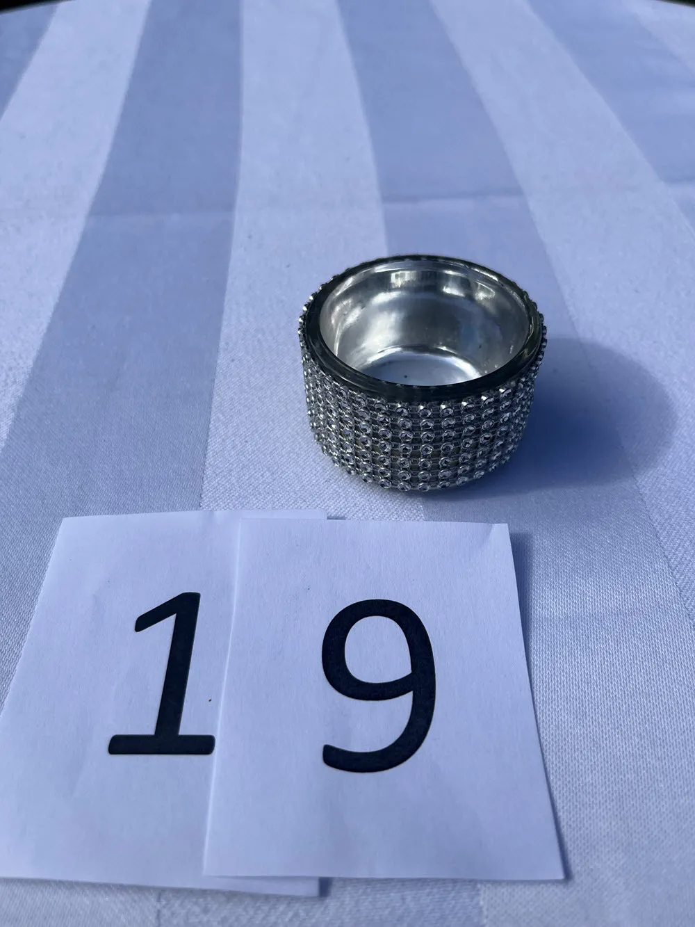 Candle Holder / Votive - Silver - Diamante