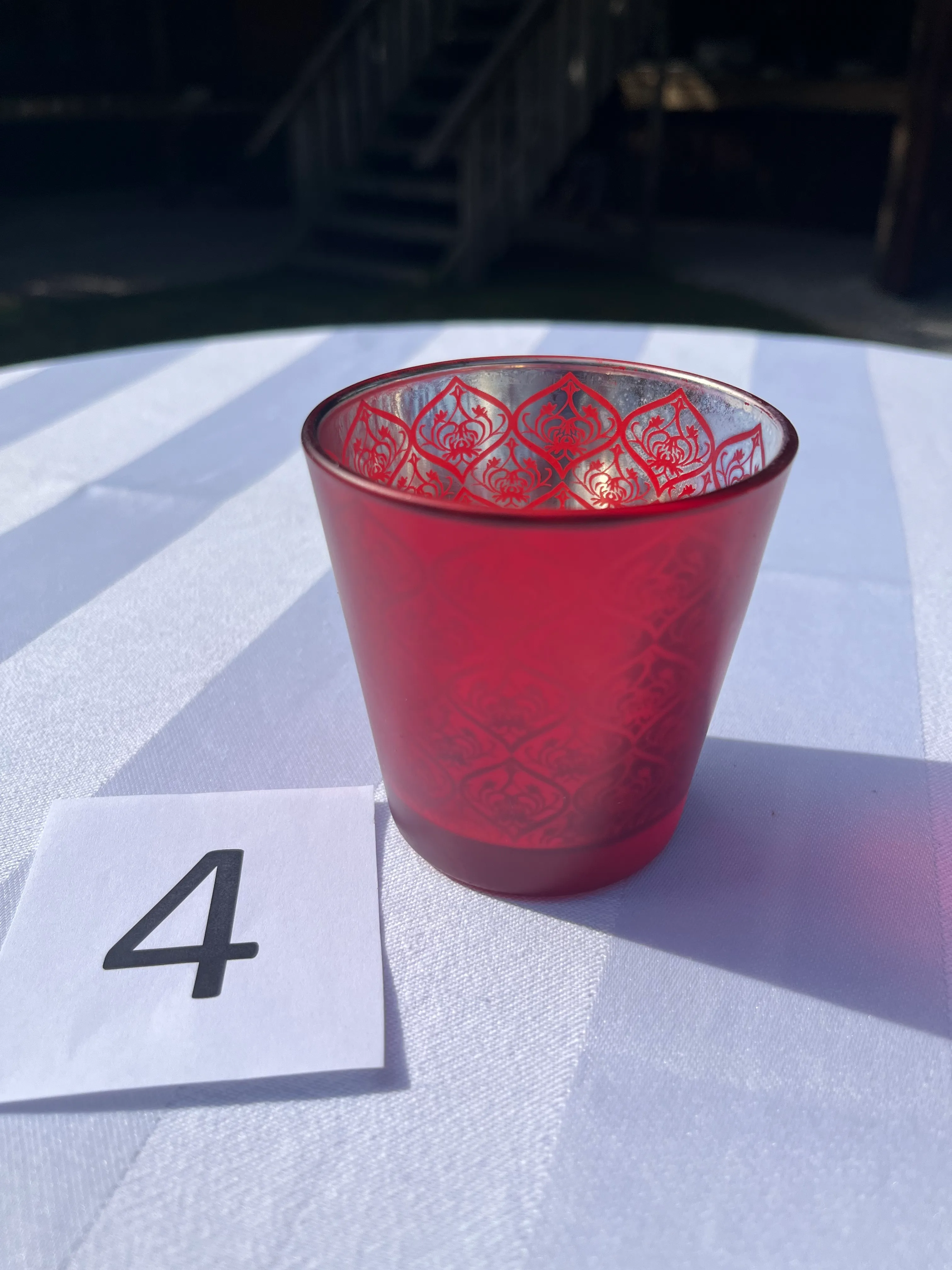 Candle Holder / Votive - Red and Silver - Large