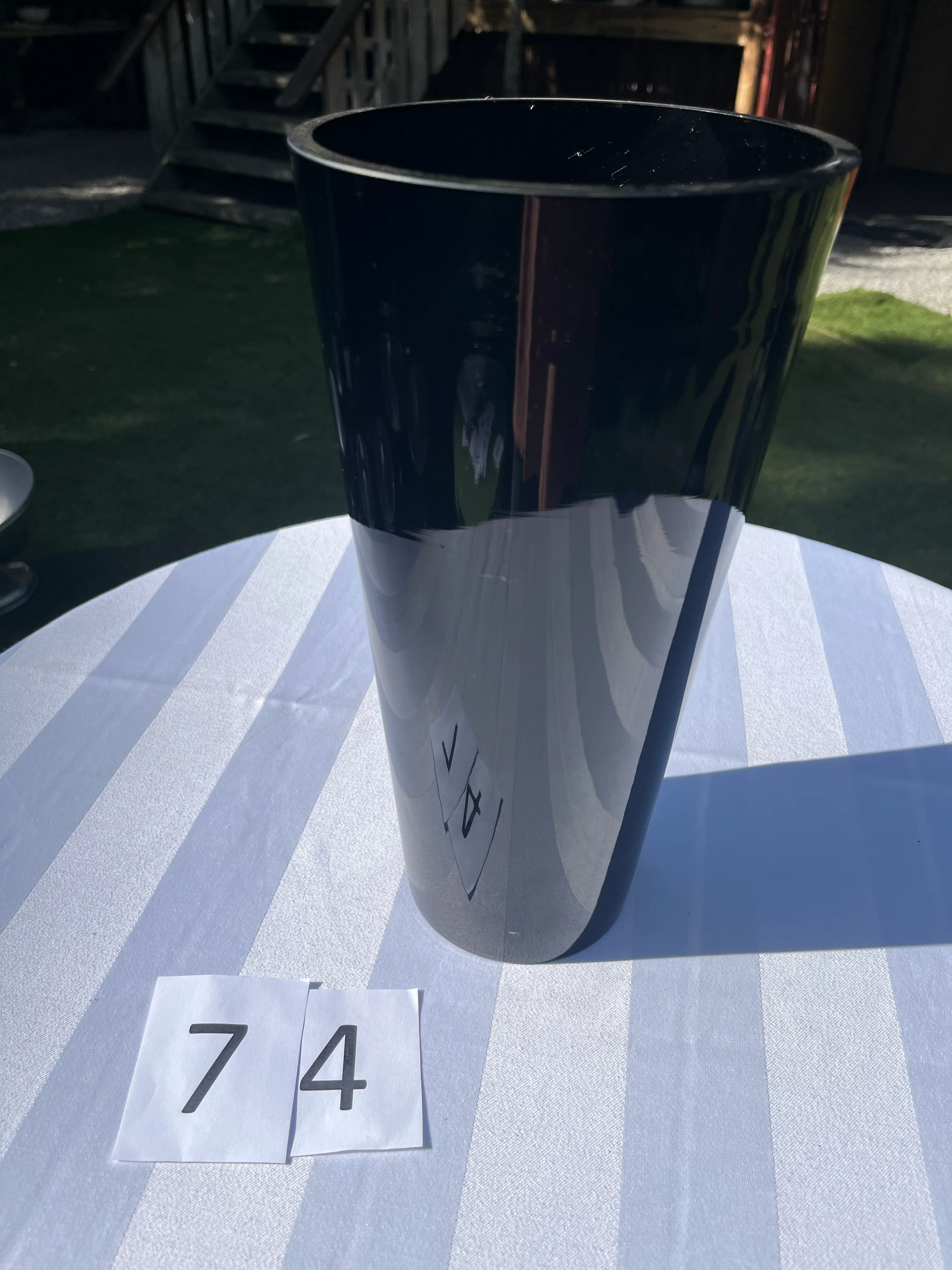 Vase  - Tall Taper Black - Black Glass
