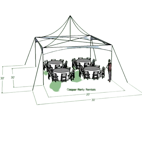20' x 20' High Peak Party Package (Round Tables)