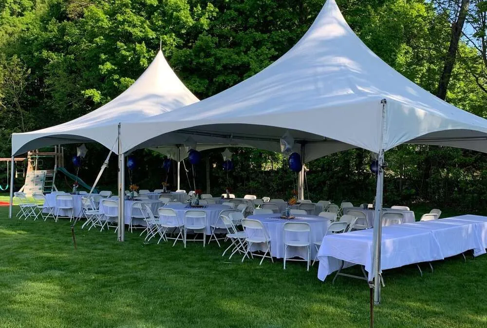 20' x 40' High Peak Party Package (Round Guest Tables)