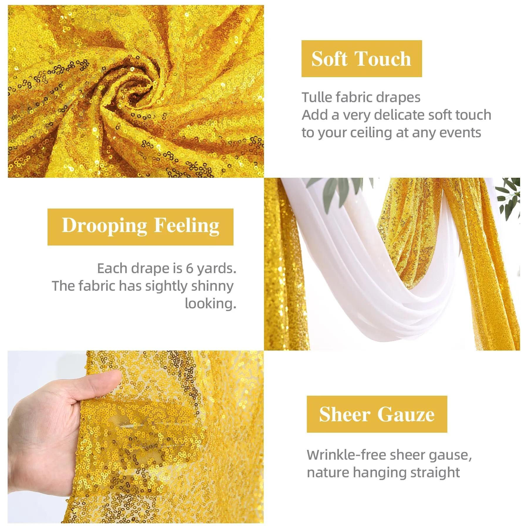 Backdrop Glitter Gold Drape (Per Drape)
