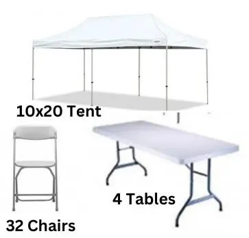 10x20 Tent with Tables and Chairs (Party under a tent package)