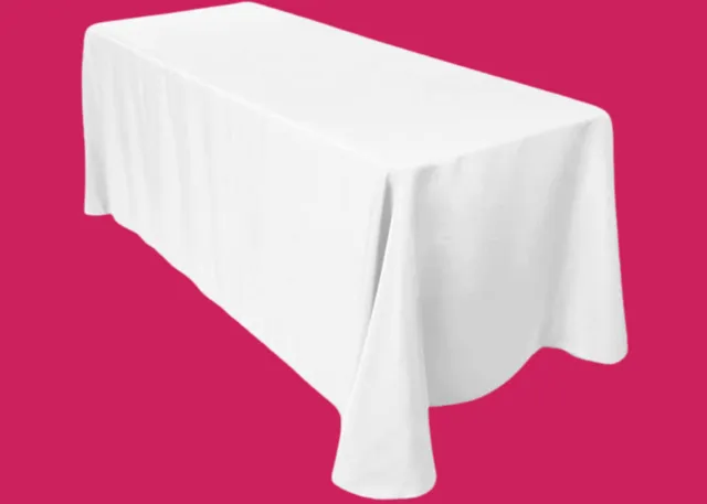  White Cloth Rectangle Tablecloths (Fits 6ft to 8ft) 