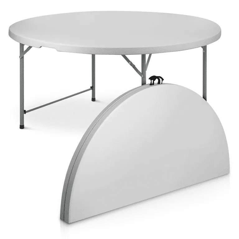 5ft White Round Folding Table