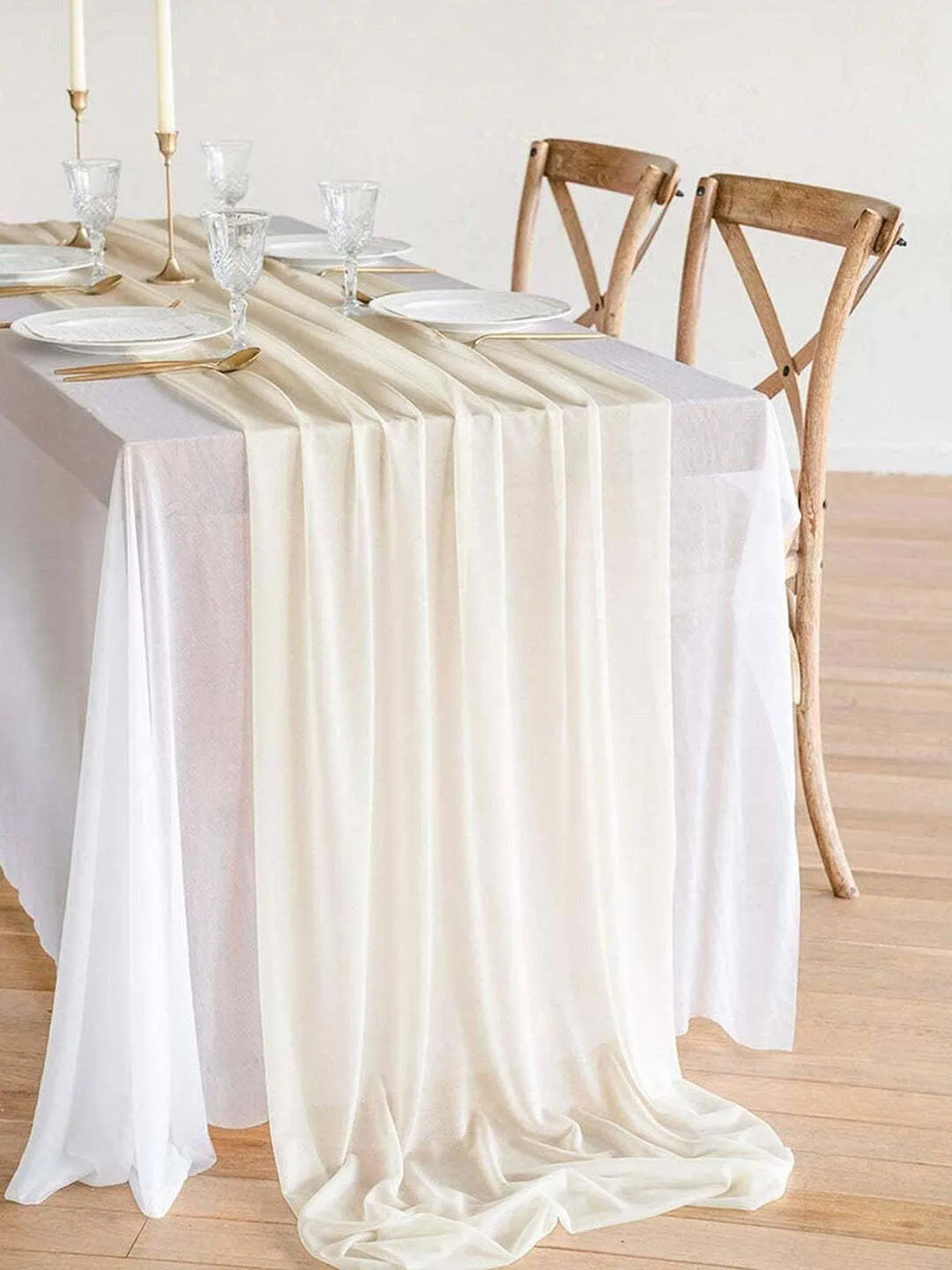 Table Runners Chiffon Ivory