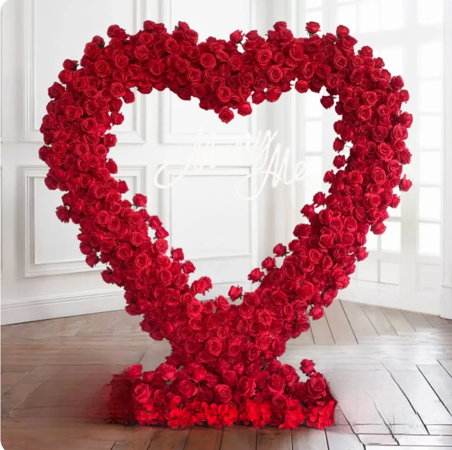 Heart Shaped Frame, Faux Heart Red Roses, and Roses Base Only