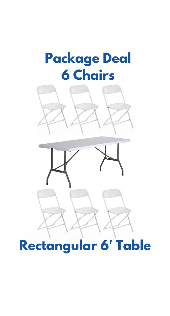 6' Square Table & 6 Chairs Package