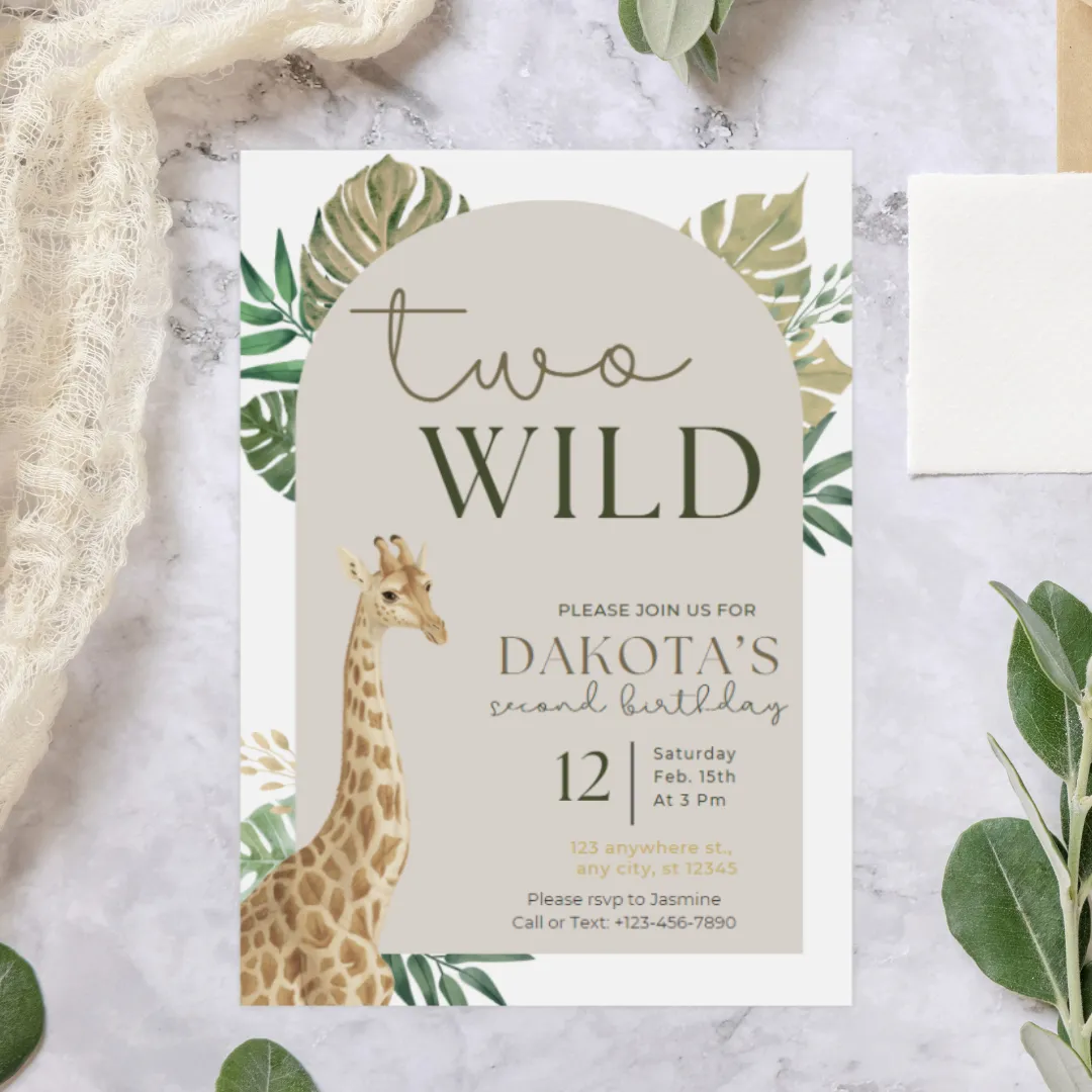 Safari Party Invitation - Two Wild