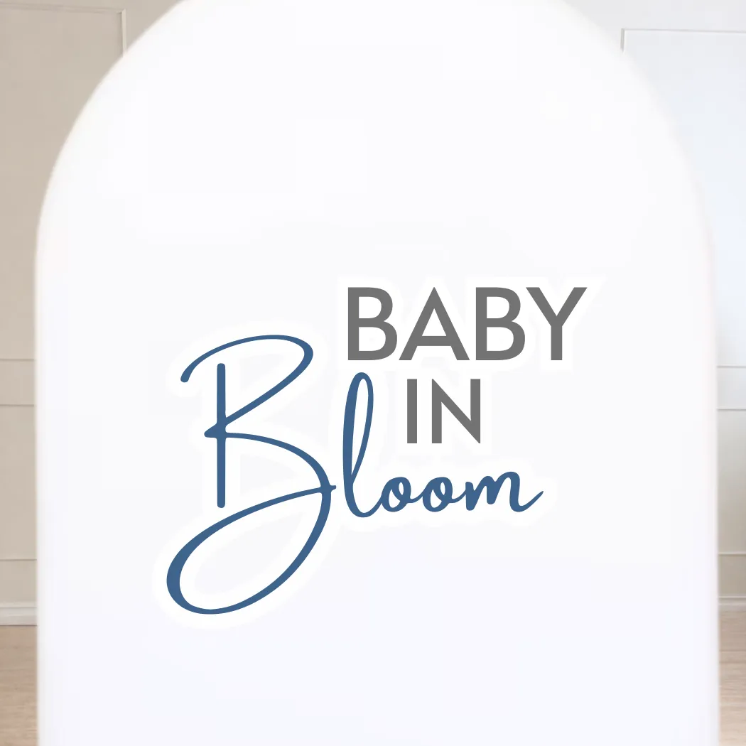 Baby In Bloom Blue Arch Signage